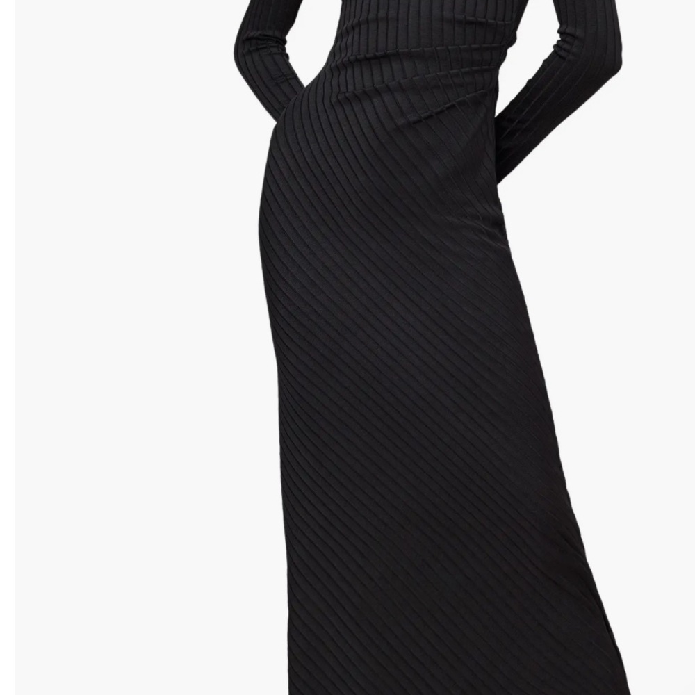 Good American Black Long Sleeve Ribbed Dress